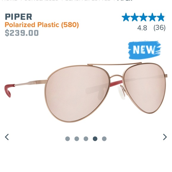 Costa Accessories Nib Womens Costa Rose Gold Aviator Sunglasses